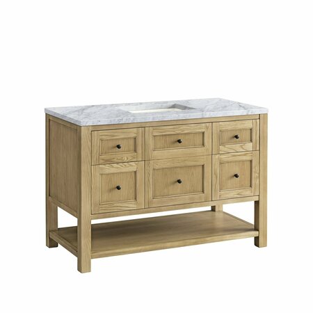 James Martin Vanities Breckenridge 48in Single Vanity, Light Natural Oak w/ 3 CM Carrara Marble Top 330-V48-LNO-3CAR